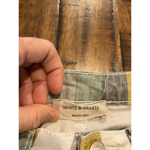 Saints & Hearts Striped Jeans Women’s Size Small Bell Bottom - Picture 3 of 7